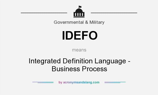 What does IDEFO mean? It stands for Integrated Definition Language - Business Process
