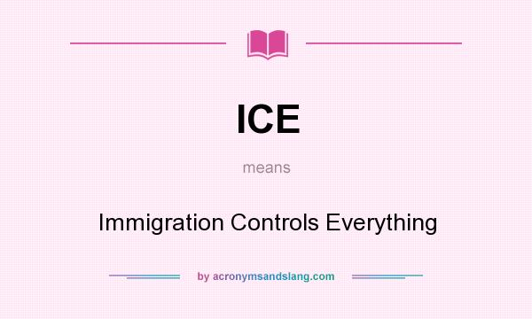 What does ICE mean? It stands for Immigration Controls Everything