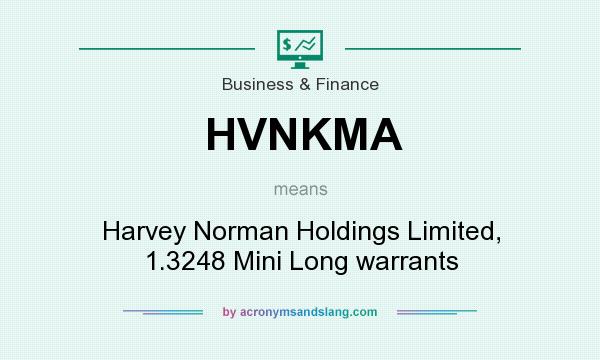 What does HVNKMA mean? It stands for Harvey Norman Holdings Limited, 1.3248 Mini Long warrants