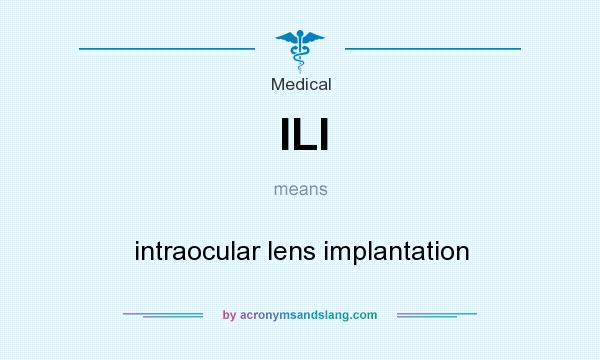 What does ILI mean? It stands for intraocular lens implantation
