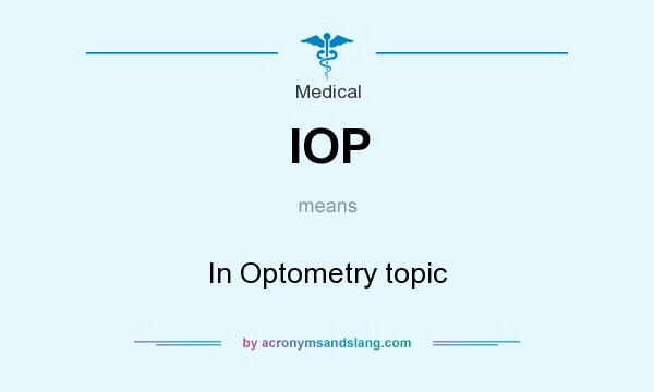 What does IOP mean? It stands for In Optometry topic