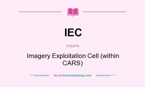 What does IEC mean? It stands for Imagery Exploitation Cell (within CARS)