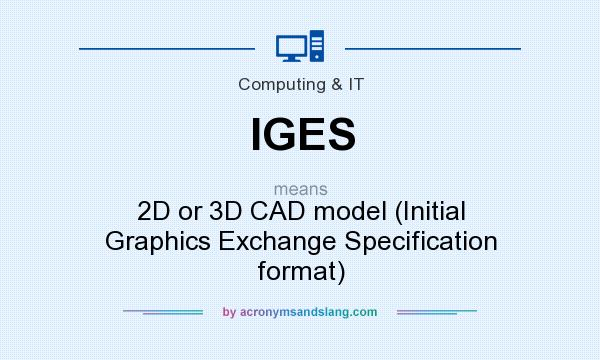What does IGES mean? It stands for 2D or 3D CAD model (Initial Graphics Exchange Specification format)