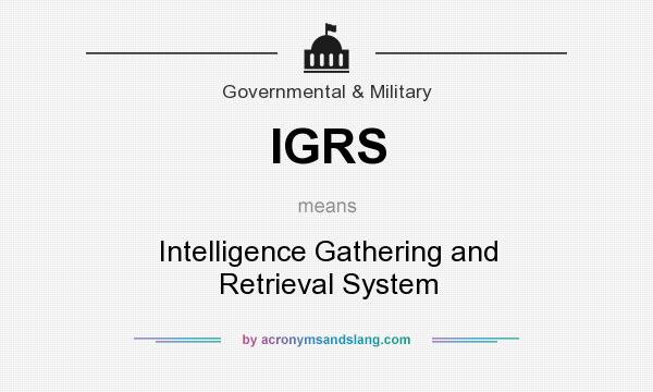 What does IGRS mean? It stands for Intelligence Gathering and Retrieval System