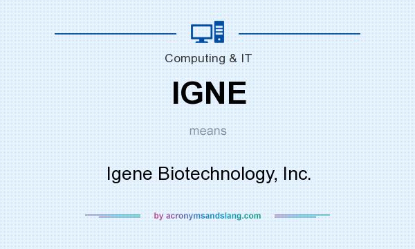 What does IGNE mean? It stands for Igene Biotechnology, Inc.