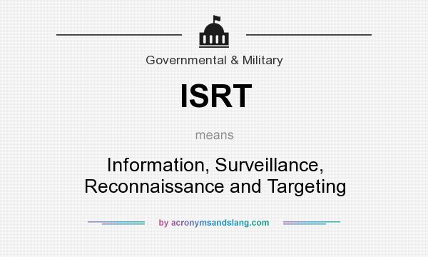 What does ISRT mean? It stands for Information, Surveillance, Reconnaissance and Targeting