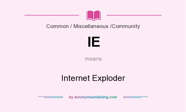 What does IE mean? It stands for Internet Exploder