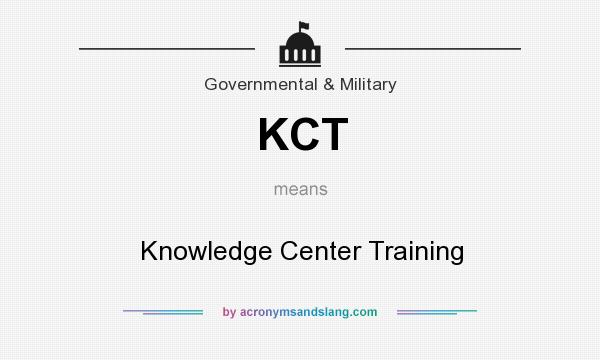 What does KCT mean? It stands for Knowledge Center Training