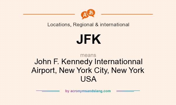 What does JFK mean? It stands for John F. Kennedy Internationnal Airport, New York City, New York USA