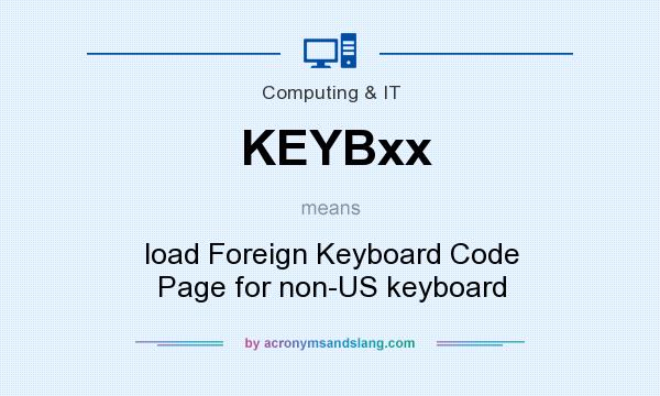 What does KEYBxx mean? It stands for load Foreign Keyboard Code Page for non-US keyboard