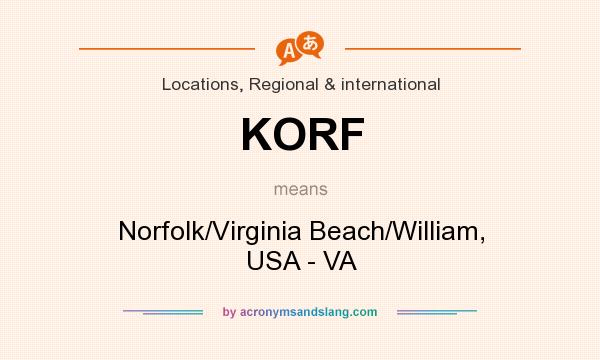 What does KORF mean? It stands for Norfolk/Virginia Beach/William, USA - VA