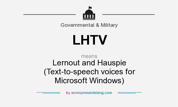 What does LHTV mean? It stands for Lernout and Hauspie (Text-to-speech voices for Microsoft Windows)