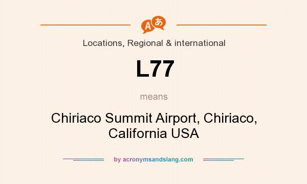 What does L77 mean? It stands for Chiriaco Summit Airport, Chiriaco, California USA
