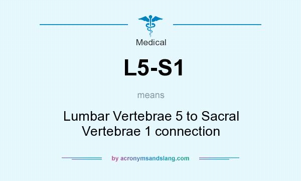 What does L5-S1 mean? It stands for Lumbar Vertebrae 5 to Sacral Vertebrae 1 connection