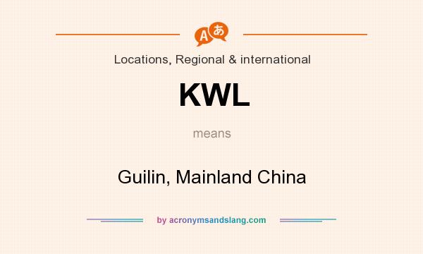 What does KWL mean? It stands for Guilin, Mainland China