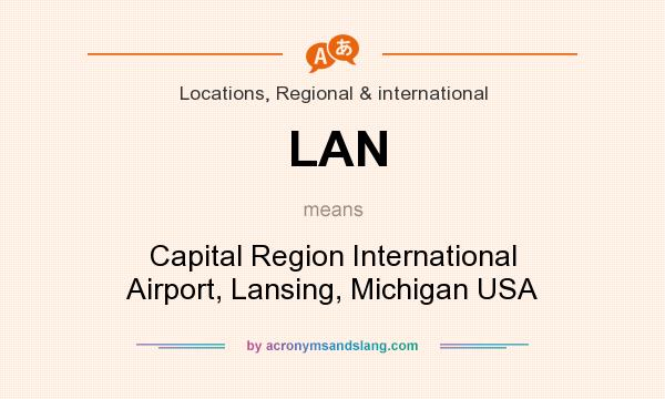 What does LAN mean? It stands for Capital Region International Airport, Lansing, Michigan USA