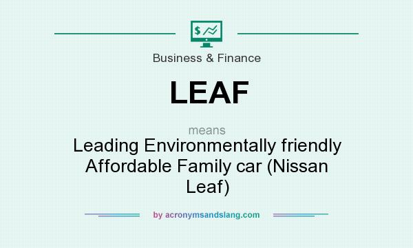 What does LEAF mean? It stands for Leading Environmentally friendly Affordable Family car (Nissan Leaf)