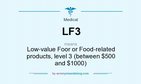 What does LF3 mean? It stands for Low-value Foor or Food-related products, level 3 (between $500 and $1000)