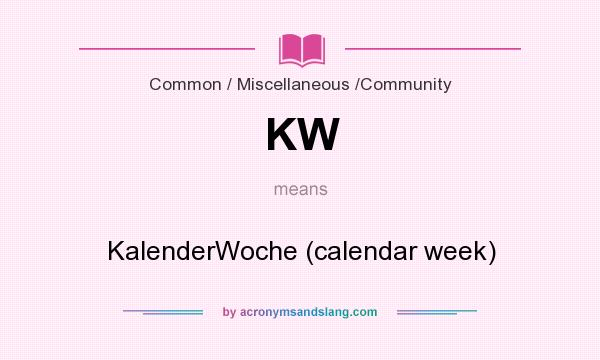 What does KW mean? It stands for KalenderWoche (calendar week)