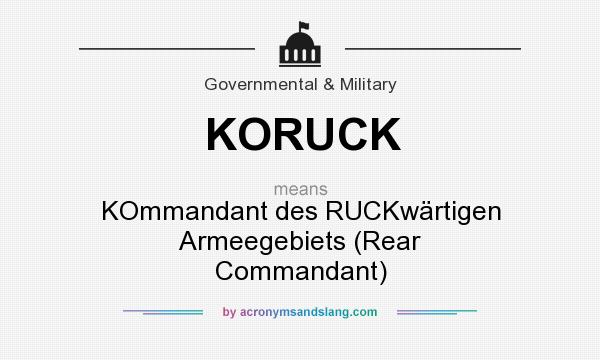 What does KORUCK mean? It stands for KOmmandant des RUCKwärtigen Armeegebiets (Rear Commandant)