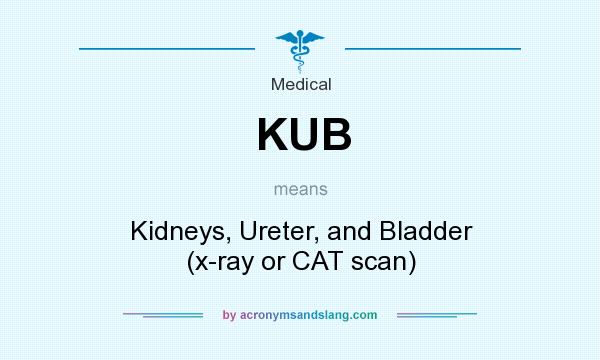 What does KUB mean? It stands for Kidneys, Ureter, and Bladder (x-ray or CAT scan)