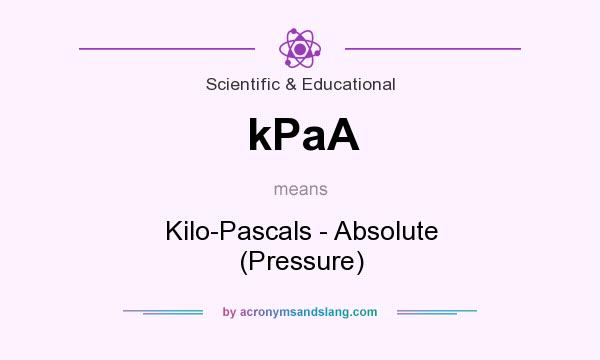What does kPaA mean? It stands for Kilo-Pascals - Absolute (Pressure)