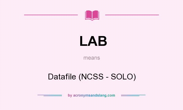 What does LAB mean? It stands for Datafile (NCSS - SOLO)