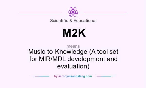 What does M2K mean? It stands for Music-to-Knowledge (A tool set for MIR/MDL development and evaluation)