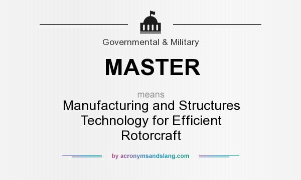 What does MASTER mean? It stands for Manufacturing and Structures Technology for Efficient Rotorcraft