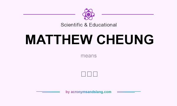 What does MATTHEW CHEUNG mean? It stands for 張建祥
