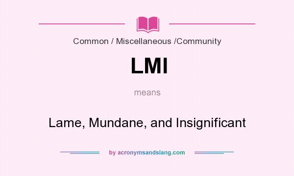 What does LMI mean? It stands for Lame, Mundane, and Insignificant