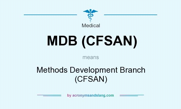 What does MDB (CFSAN) mean? It stands for Methods Development Branch (CFSAN)
