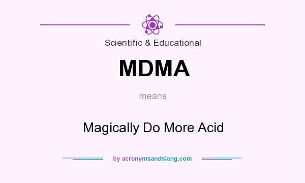 What does MDMA mean? It stands for Magically Do More Acid