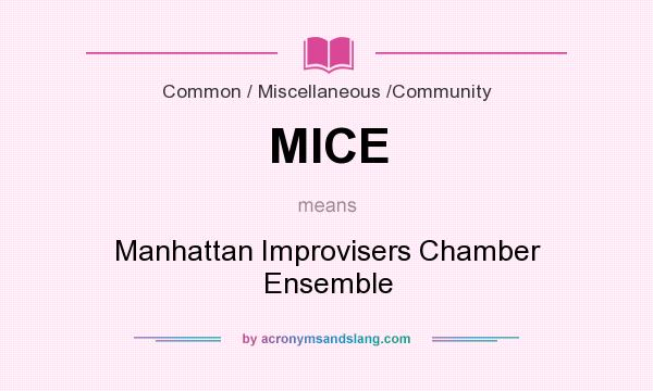 What does MICE mean? It stands for Manhattan Improvisers Chamber Ensemble