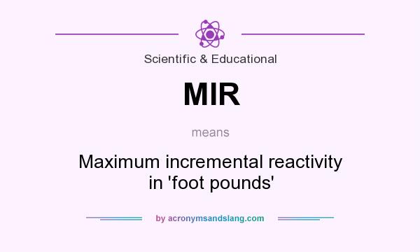 What does MIR mean? It stands for Maximum incremental reactivity in `foot pounds`