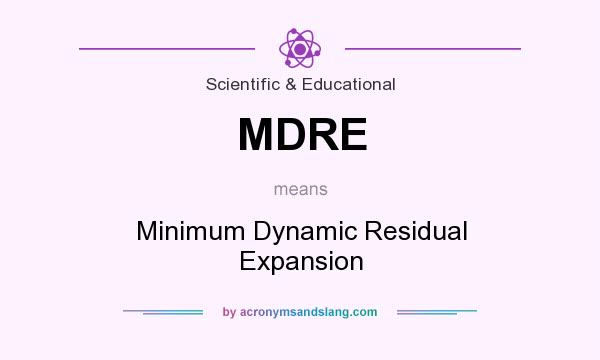 What does MDRE mean? It stands for Minimum Dynamic Residual Expansion