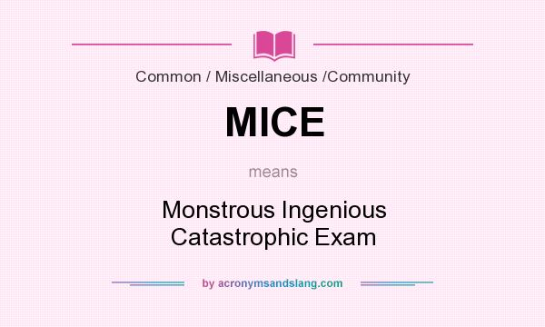 What does MICE mean? It stands for Monstrous Ingenious Catastrophic Exam