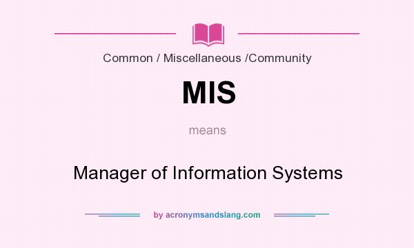 What does MIS mean? It stands for Manager of Information Systems