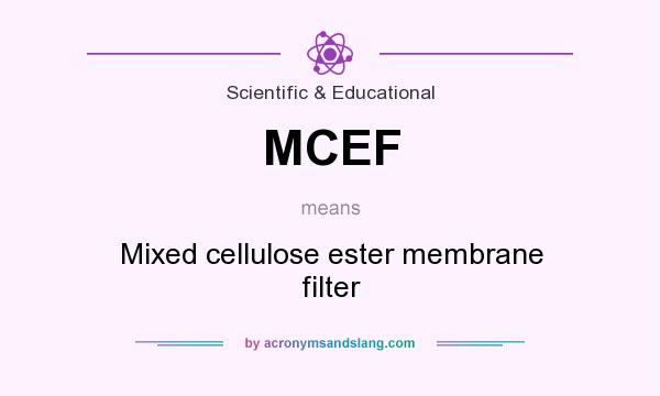 What does MCEF mean? It stands for Mixed cellulose ester membrane filter