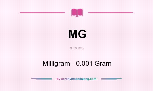 What does MG mean? It stands for Milligram - 0.001 Gram