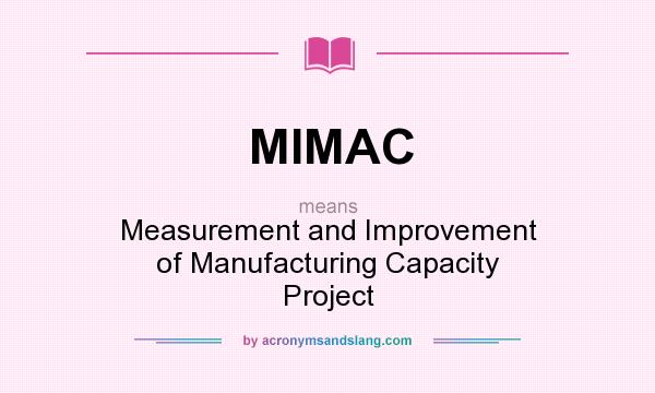 What does MIMAC mean? It stands for Measurement and Improvement of Manufacturing Capacity Project