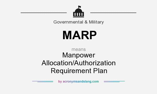 What does MARP mean? It stands for Manpower Allocation/Authorization Requirement Plan