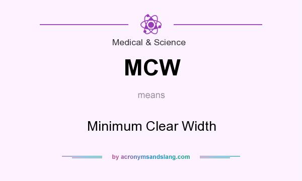 What does MCW mean? It stands for Minimum Clear Width