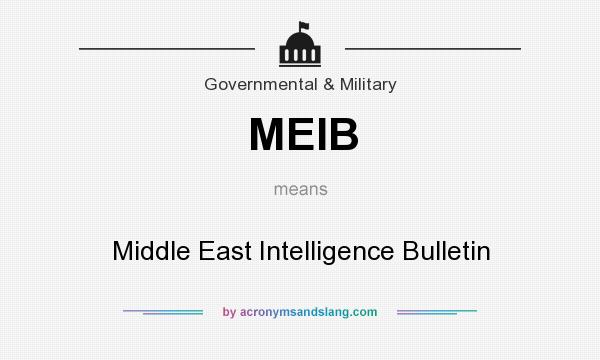What does MEIB mean? It stands for Middle East Intelligence Bulletin