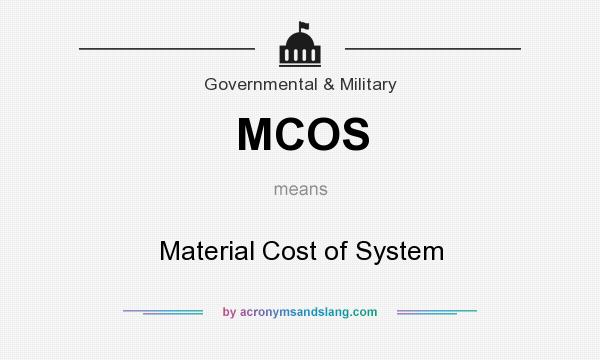 What does MCOS mean? It stands for Material Cost of System