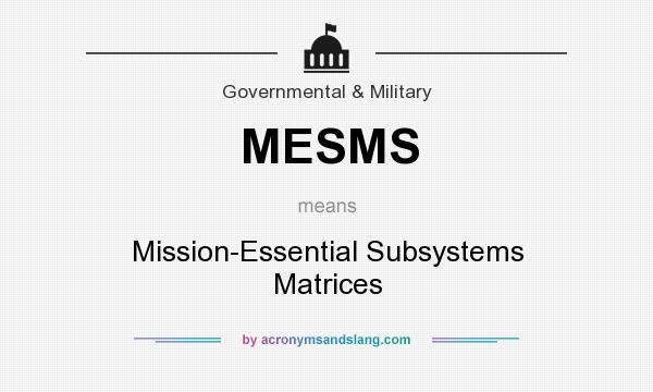 What does MESMS mean? It stands for Mission-Essential Subsystems Matrices