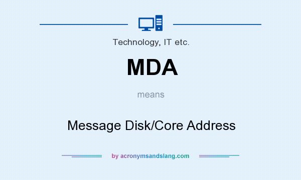 What does MDA mean? It stands for Message Disk/Core Address