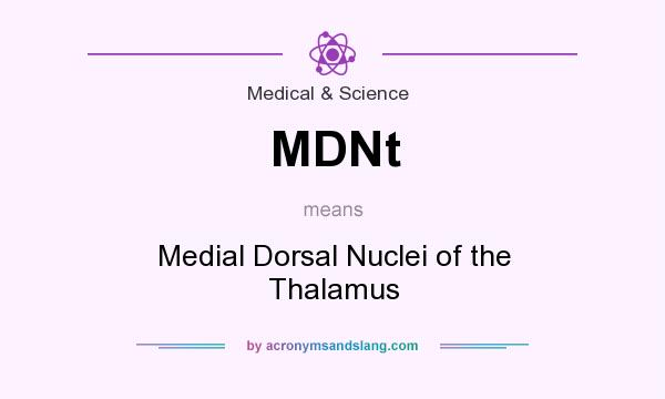 What does MDNt mean? It stands for Medial Dorsal Nuclei of the Thalamus