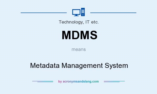 What does MDMS mean? It stands for Metadata Management System
