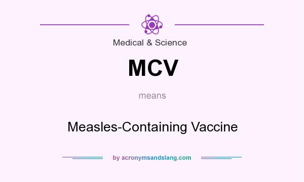 What does MCV mean? It stands for Measles-Containing Vaccine